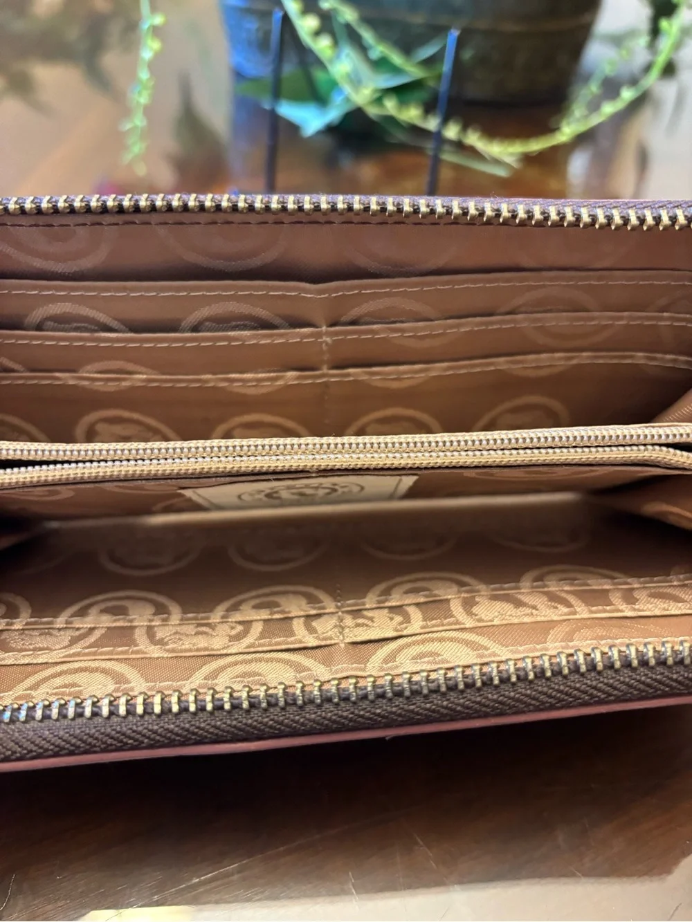 Spartina 449 Brown and Tan Leather Zip-Around Wallet